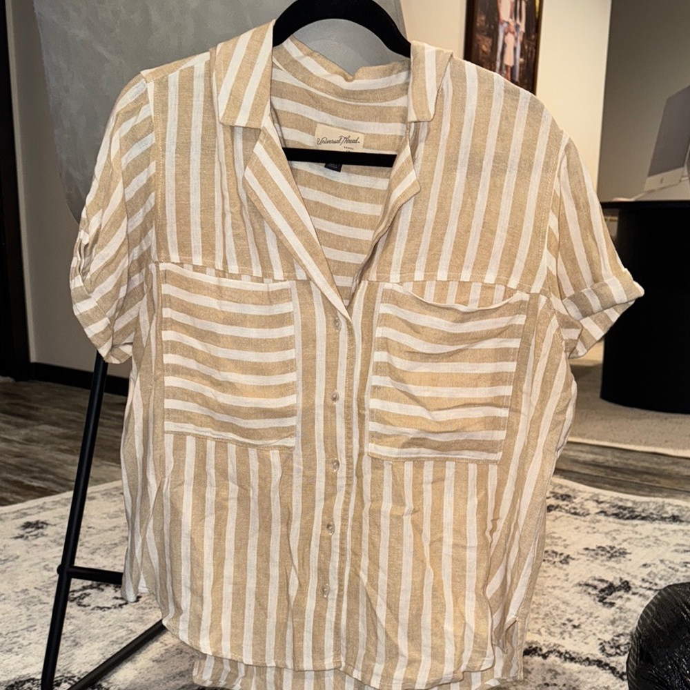 Striped Beige and White Women’s Shirt